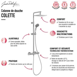 Colonne de douche thermostatique JACOB DELAFON Colette 4 jets, Chrome