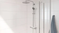 Colonne de douche thermostatique avec pommeau + douchette 3 jets + flexible + barre réglable, chrome, Grohe Vitalio Joy System 260