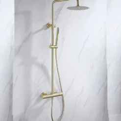 Colonne de douche thermostatique MANDA or brosse avec technologie CoolTouch