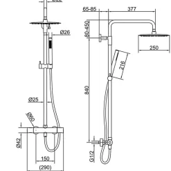 Colonne de douche thermostatique MANDA or brosse avec technologie CoolTouch