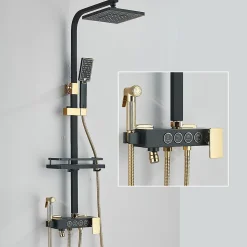 Colonne de douche thermostatique élégante noir et doré