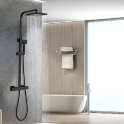 Colonne de Douche Thermostatique, Réglable en Hauteur, Noir