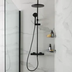 Colonne de douche thermostatique noir mat GoodHome Cavally