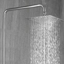 Colonne de douche thermostatique extra-longue AVEC bec carré de 100-150 cm, finition chrome poli, en laiton Kibath