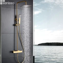 Colonne de Douche Thermostatique Anti-Calcaire Or Brossé IMEX ART BTAR025/OC