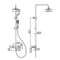 Colonne de Douche Thermostatique Anti-Calcaire Or Brossé IMEX ART BTAR025/OC