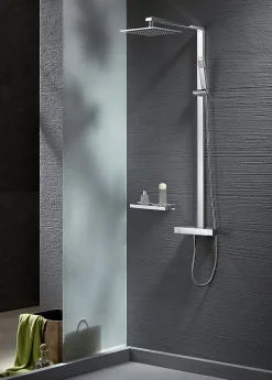 Colonne de douche thermostatique acier inox + pommeau 25x25cm - 112,5x50cm - NT6705C 25x25cm