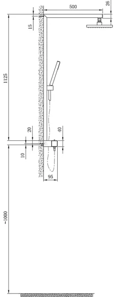 Colonne de douche thermostatique acier inox + pommeau 25x25cm - 112,5x50cm - NT6705C 25x25cm