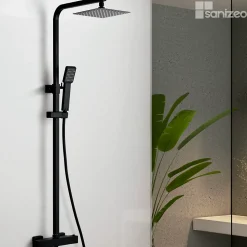Colonne de Douche Thermostatique Anti-Calcaire Noir Mat IMEX VIGO BTV013/NG