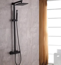 Colonne de douche thermostatique murale laiton sans tête de douche - Noir mat - 110x15cm - SEDAL 8921B Sans tête (de douche)