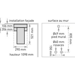 Colonne de douche thermostatique hydromassante avec tablette, pomme de tête et flexible, en aluminium anodisé gris, Valentin Isme