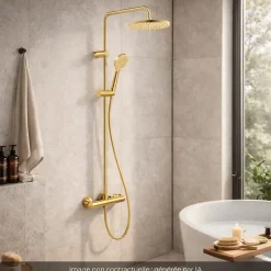 Colonne de douche thermostatique DURAVIT MinusFlow doré poli