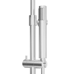 Colonne de douche thermostatique + barre réglable + douchette + flexible, chrome, GoodHome Owens