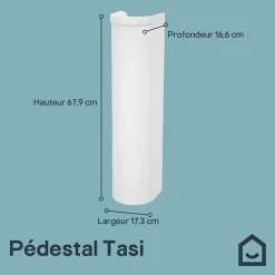 Colonne de lavabo en céramique blanc brillant l.17,3 x H.67,9 x P.16,9 cm Tasi GoodHome