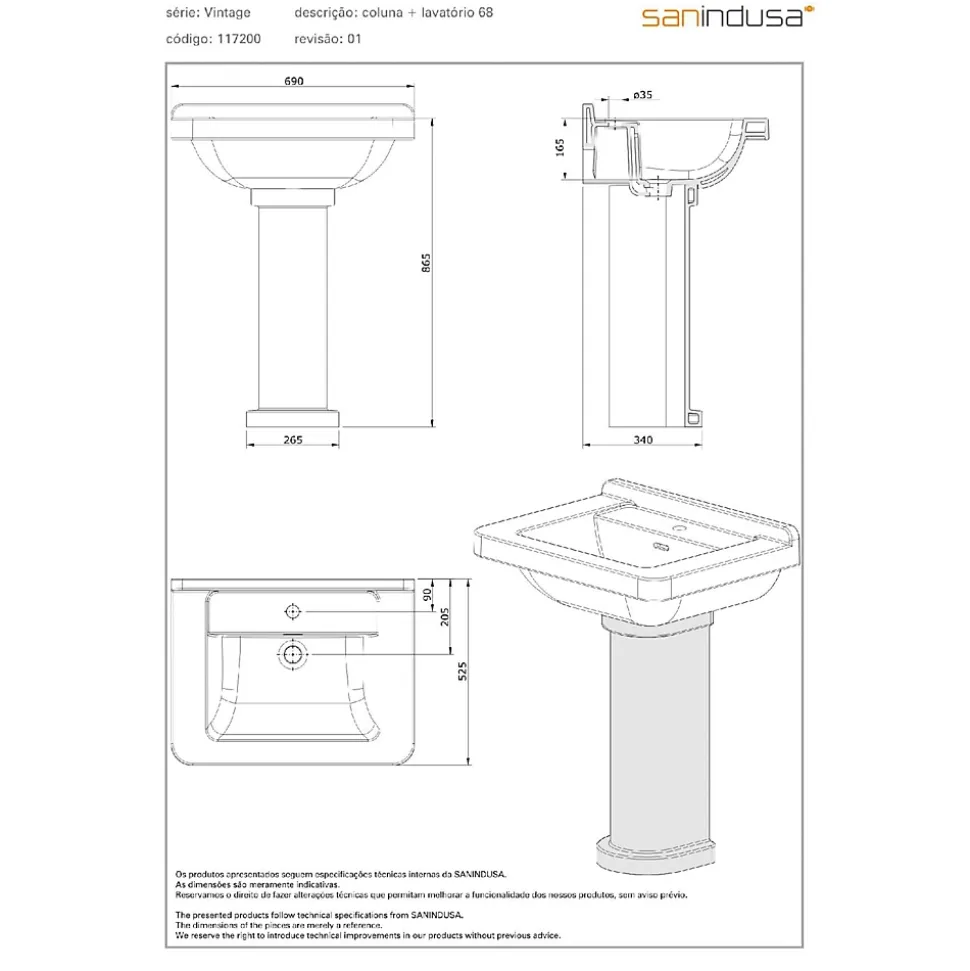 Colonne de lavabo Vintage blanc