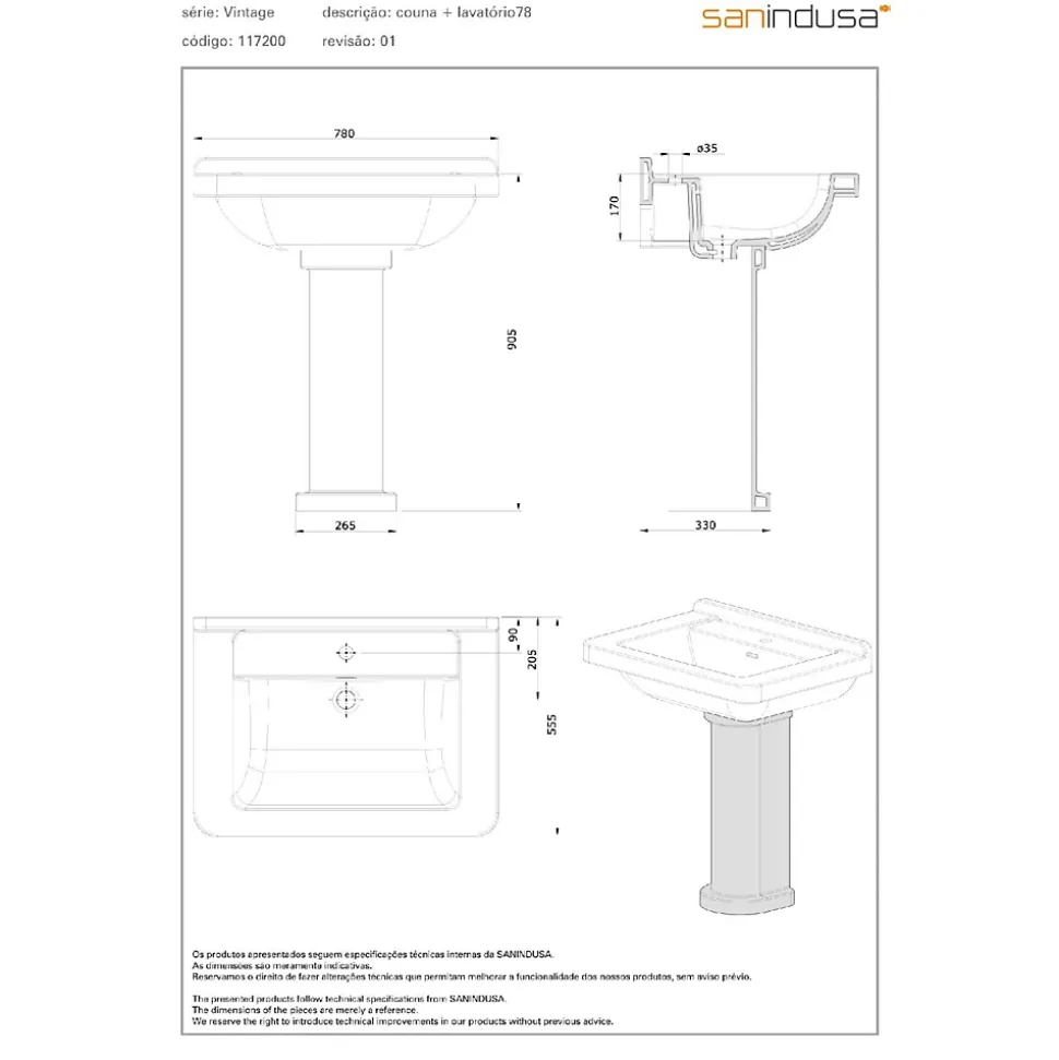 Colonne de lavabo Vintage blanc