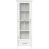 Colonne de rangement en effet bois blanc avec portes en verre