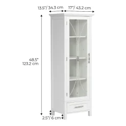 Colonne de rangement en effet bois blanc avec portes en verre