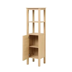 Colonne de salle de bain sur pieds chêne NESTO 145cm porte lisse