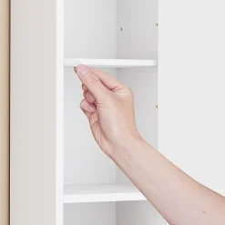 Colonne de Salle de Bain Étroite Hydrofuge avec Étagères et Tiroirs Réglables - Armoire Gain de Place Blanche