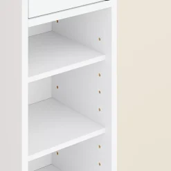 Colonne de Salle de Bain Étroite Hydrofuge avec Étagères et Tiroirs Réglables - Armoire Gain de Place Blanche