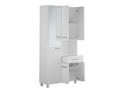 Colonne de salle de bain avec miroir sur pied - 180 cm - Blanc - MINELA