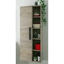 Colonne de Salle de Bain - ARKITMOBEL - Athena 1A1G - 51 x 25 x 135 cm - Marron - Montage facile