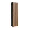 Colonne de salle de bain KINOKO 1 porte Finition lattes effet bois naturel et noir L35 x P25 x H140 cm Meuble suspendu
