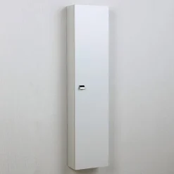 Colonne De Salle De Bain Suspendue Blanche Avec Une Porte Et Des Étagères Internes - Simply