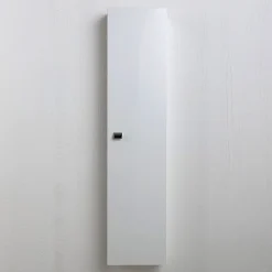 Colonne De Salle De Bain Suspendue Blanche Avec Une Porte Et Des Étagères Internes - Simply
