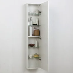 Colonne De Salle De Bain Suspendue Blanche Avec Une Porte Et Des Étagères Internes - Simply