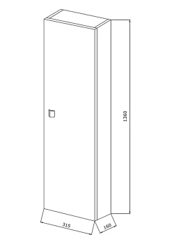 Colonne De Salle De Bain Suspendue Blanche Avec Une Porte Et Des Étagères Internes - Simply