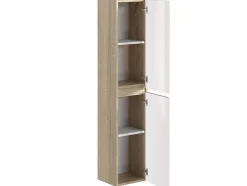Colonne de salle de bain NELI 2 portes 140x30x27 cm chêne et blanc T-BATH