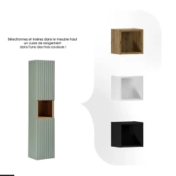 Colonne de salle de bain - 30 x 140 cm - 2 portes - ROSEAU