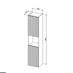 Colonne de salle de bain - 30 x 140 cm - 2 portes - ROSEAU