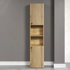Colonne de salle de bain rainurée 2 portes, 2 niches H186 cm - PUREBLISS