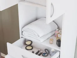 Colonne de salle de bain sur pied - 180 cm - Blanc - MINELA
