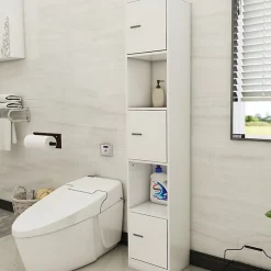 Colonne de salle de bain - Anne - Blanc - 180 x 33 x 30 cm