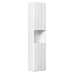 Colonne de salle de bain VANO 2 portes et 1 niche Blanc alpin L30 x H140 x P25 cm Meuble suspendu