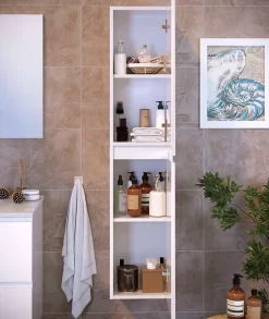 Colonne de salle de bain NELI 2 portes 140x30x27 cm blanc T-BATH