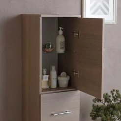 Colonne De Salle De Bain 150Cm 2 Portes Et 1 Tiroir Chêne Naturel Avec Pieds Rimini