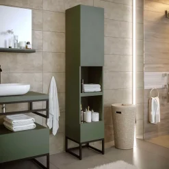 Colonne de salle de bain SPA 1 porte 1 tiroir 180x35x35 cm vert T-BATH