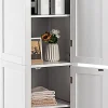 Colonne de Salle de Bain avec 2 Portes 5 étagères Dispositif Anti basculement Armoire Haute de Toilette Blanc