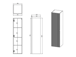 Colonne de salle de bain suspendue striée - Vert mat - H140 cm - ZEVINI