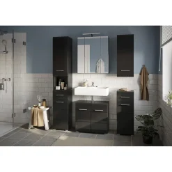 Colonne de salle de bain Noir laqué KLEANKIN