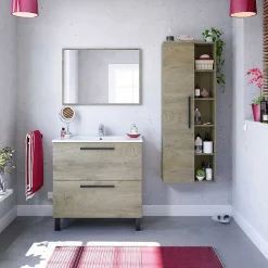 Colonne de salle de bain Alise 1 porte et 5 trous, couleur ciel d'Alaska