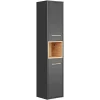 Colonne de salle de bain TALOKA 2 portes Gris anthracite et chene clair 170 cm Meuble suspendu