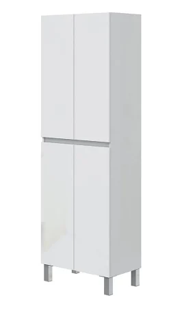 Colonne de salle de bain avec 4 portes sans poignée coloris blanc - Longueur 60 x Profondeur 35 x Hauteur 182 cm
