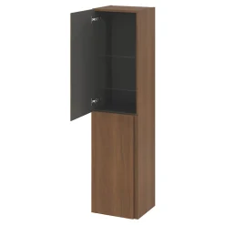 Colonne de salle de bains effet noyer 2 portes l.40 x H.160 x P.36 cm Levanna