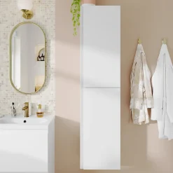 Colonne de salle de bains blanc mat 2 portes l.40 x H.160 x P.36 cm Levanna